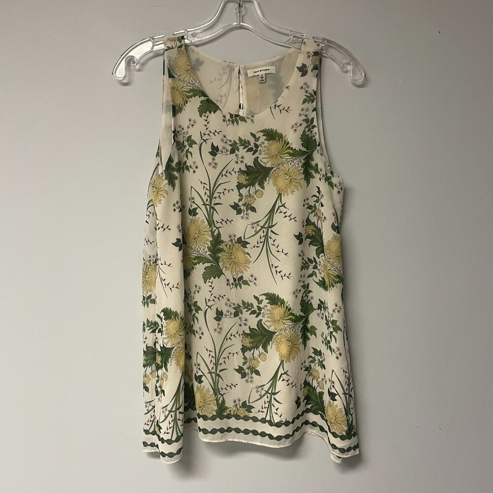 MaxStudio Womens Dressy Tank Top Sz Small Floral Print Garden Going Out Blouse